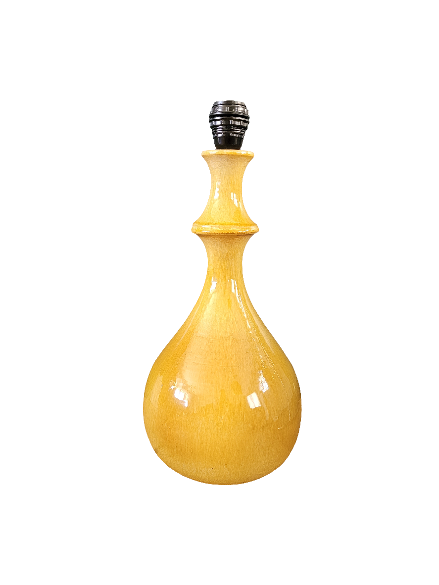 Pied de lampe en céramique émaillée jaune moutarde - Ref 266