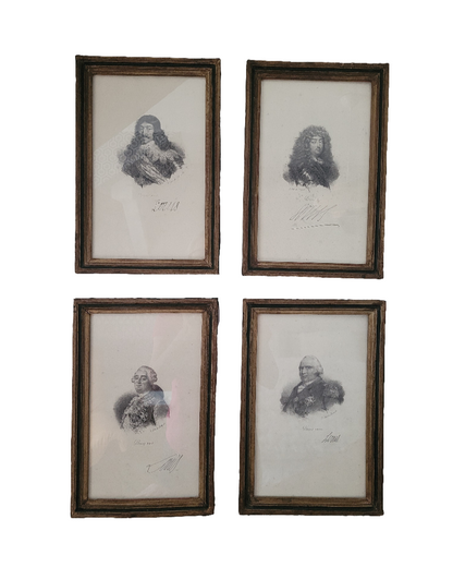 Lot de 4 portraits de Rois de France - Ref 463