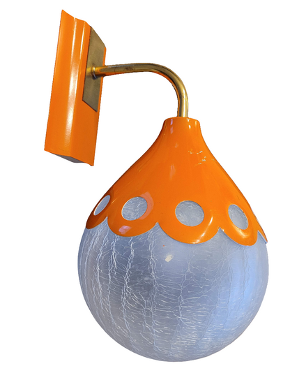 Applique orange 1960 - Globe en verre - Ref 70