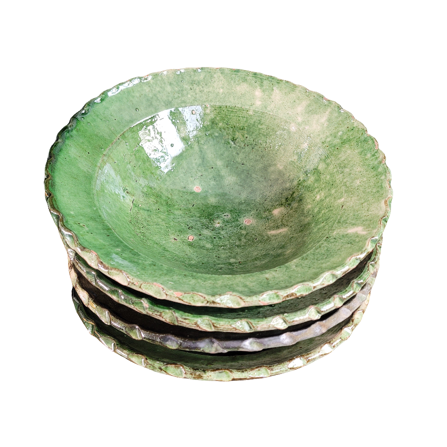 Saladier en terre cuite émaillée vert - Ref 791