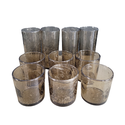 Serie de 10 verres en verre bullé fumé - Ref 499