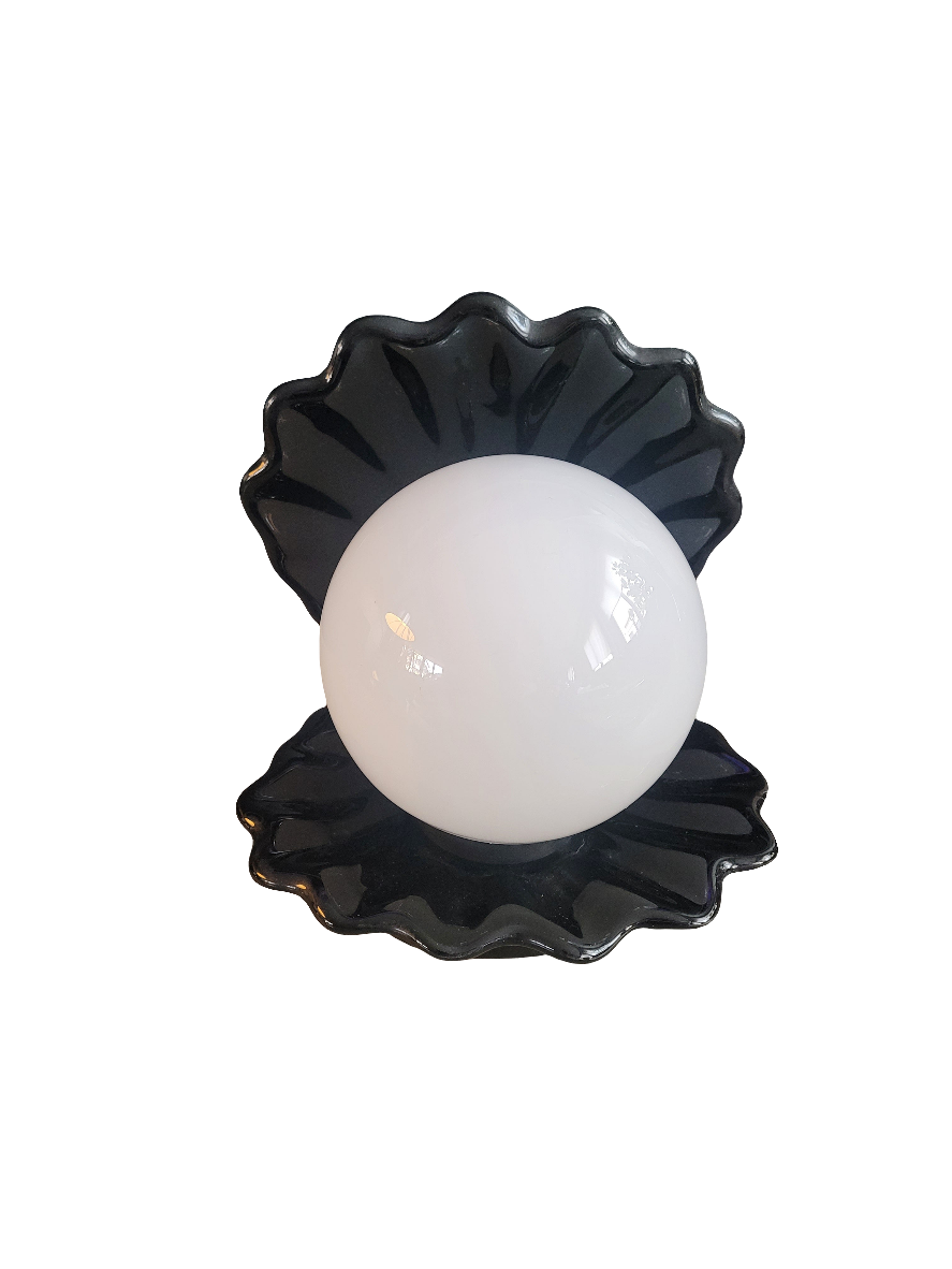 Lampe coquillage en porcelaine noire - Ref 537