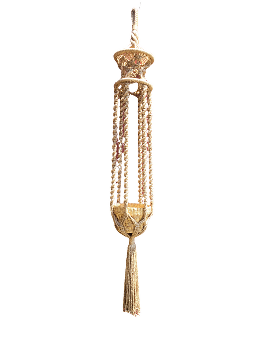 Grand porte-plante en macramé vintage - Ref 459