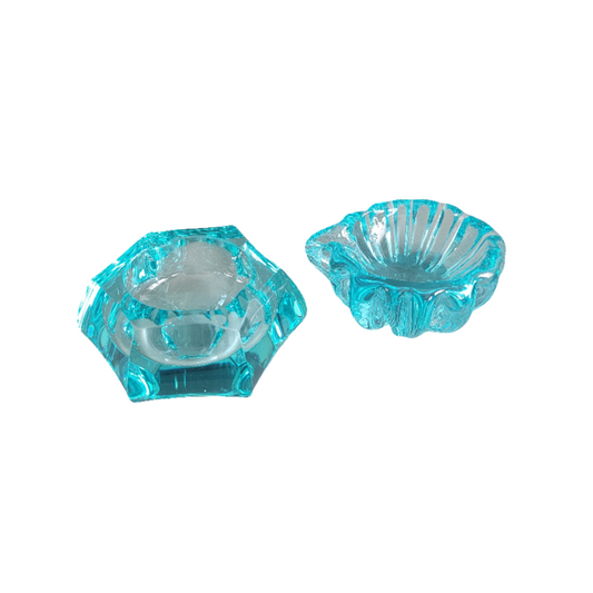 Paire de cendriers assortis en verre turquoise - 394