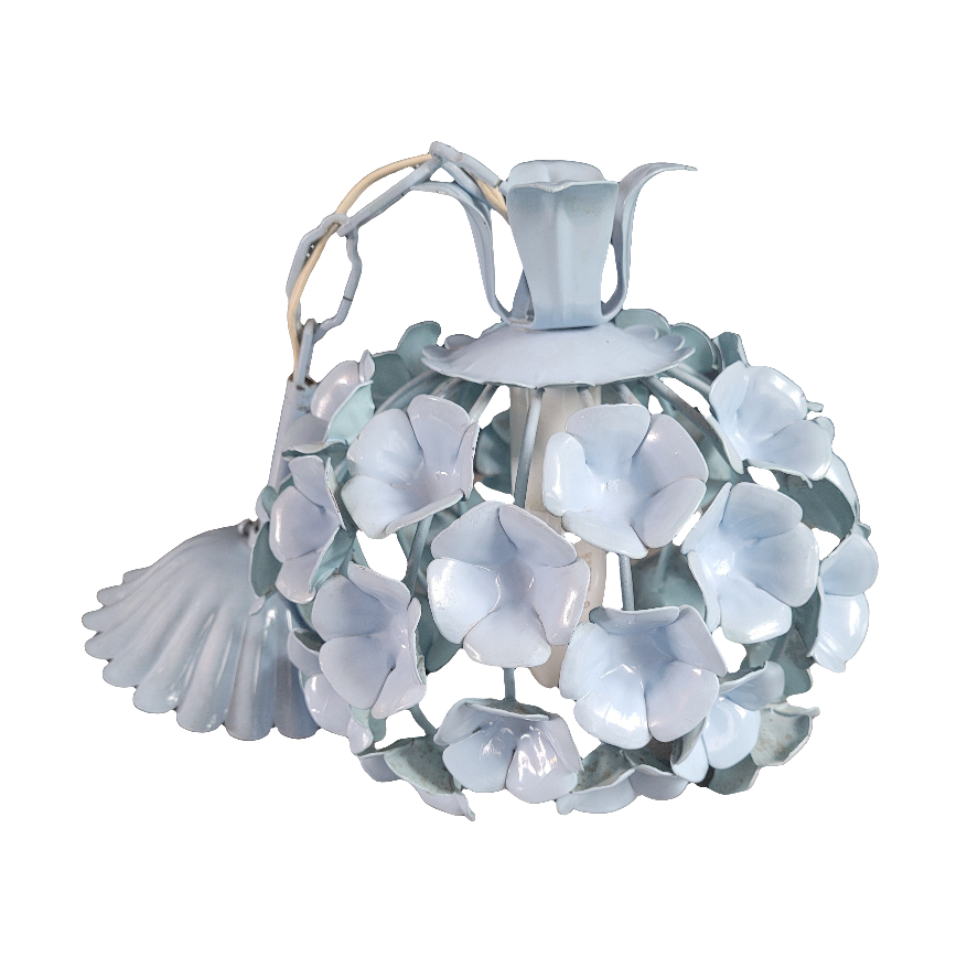 Suspension vintage fleurs en métal bleu ciel - 276