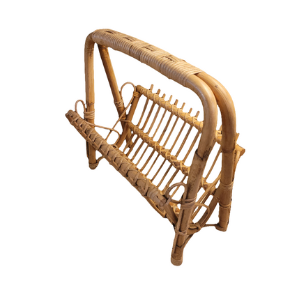 Porte-revues vintage en rotin et bambou - Ref 417