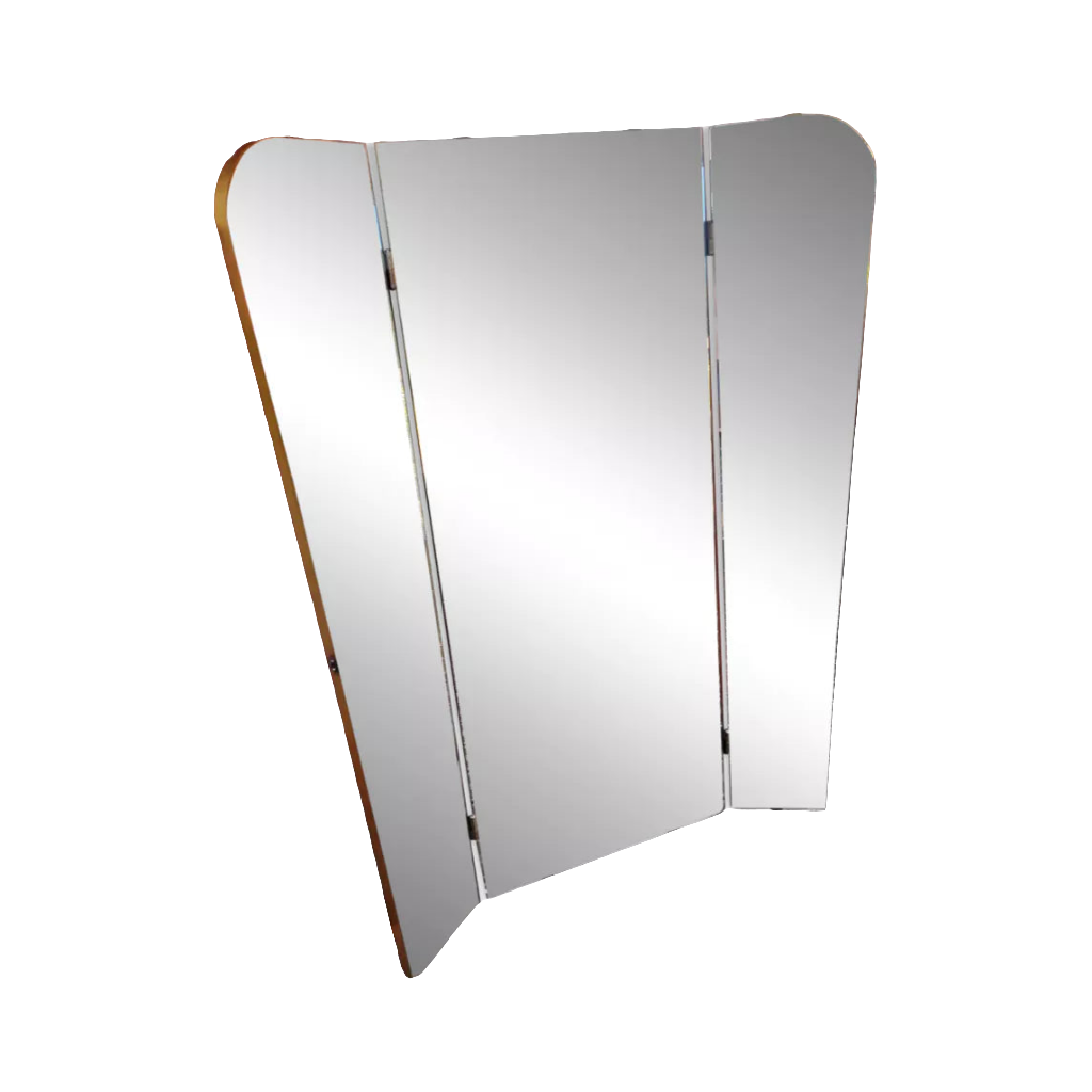 Grand miroir triptyque vintage en teck - Ref 250