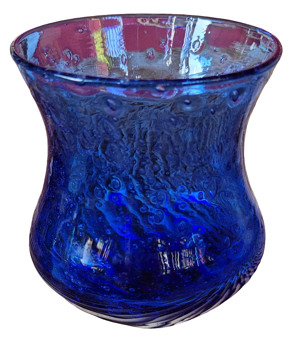 Pot en verre bullé bleu - ref 14