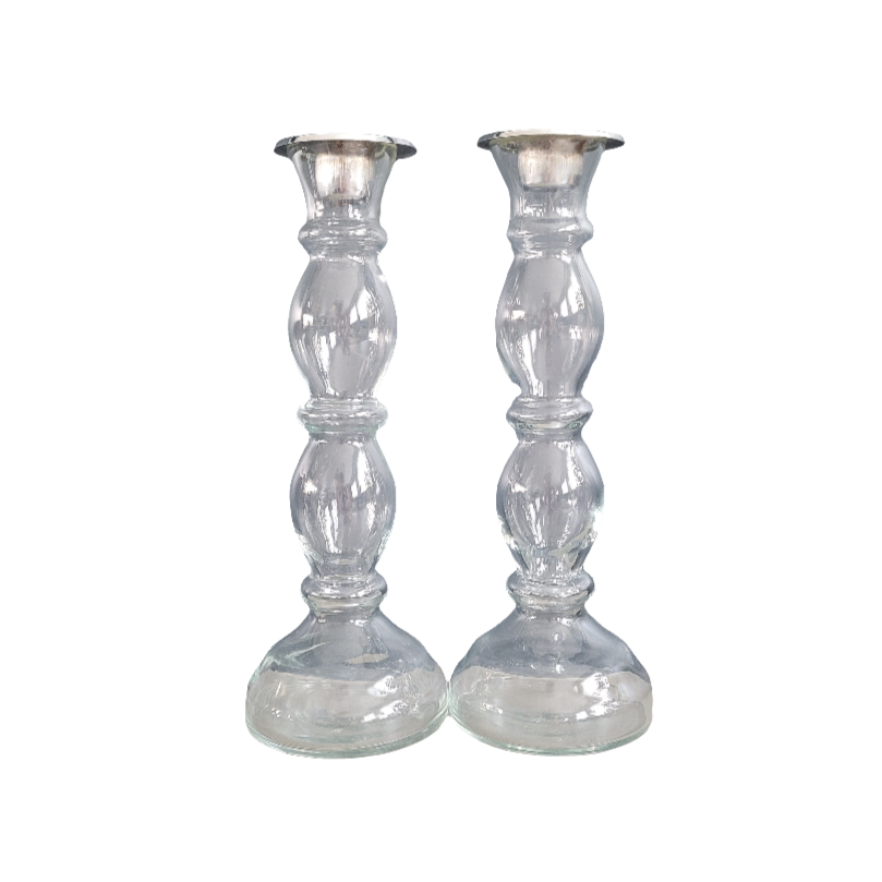 Paire de bougeoirs en verre - Ref 510