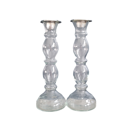Paire de bougeoirs en verre - Ref 510