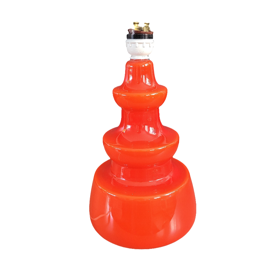 Pied de lampe en verre bicouche orange  - Ref 563