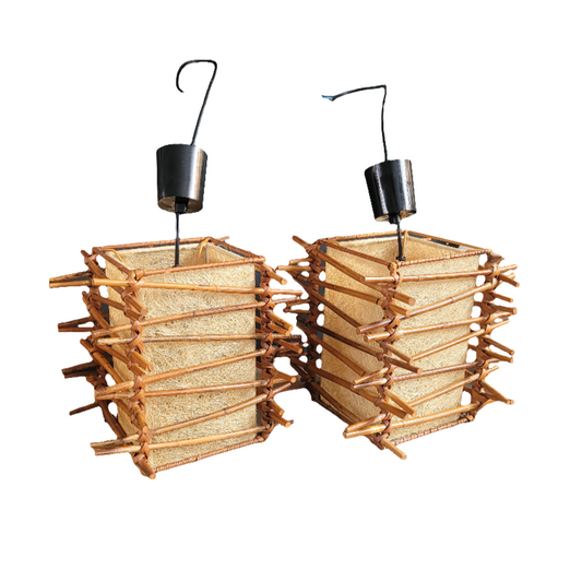 Paire de suspensions vintages en bambou - Ref 378