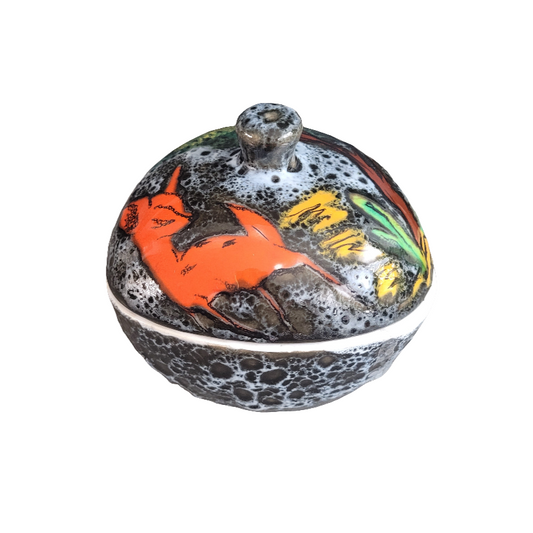 Bonbonnière Vallauris en céramique émaillée façon fat lava - Ref 395
