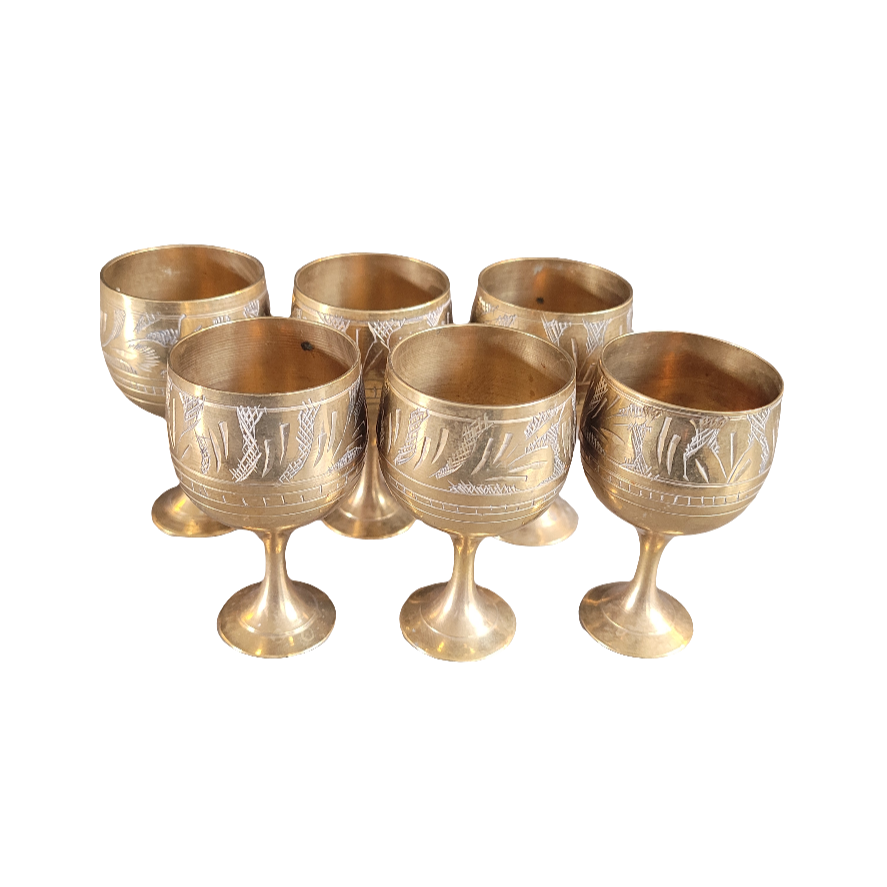 Lot de 6 verres à pied en laiton ciselé- Ref 272