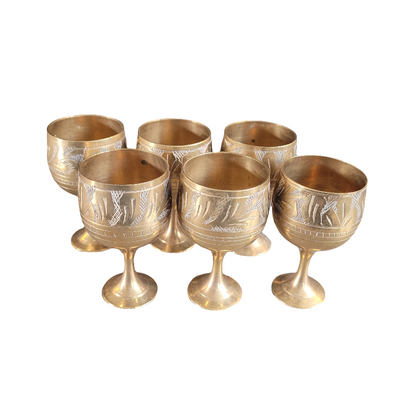 Lot de 6 verres à pied en laiton ciselé- Ref 272