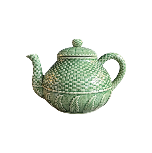 Théière en porcelaine Bordallo Pinheiro - Barbotine verte - Ref 291
