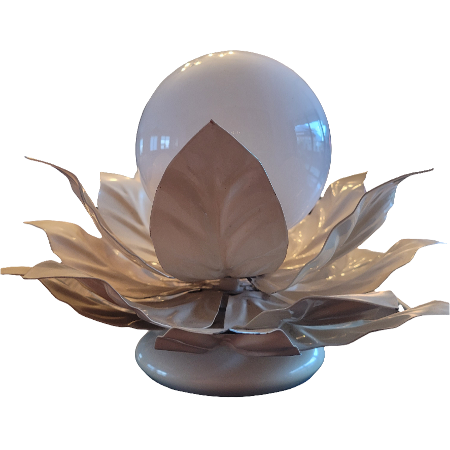 Lampe à poser fleur globe opaline - Ref 228