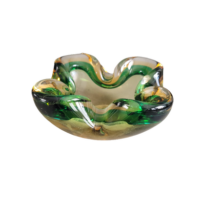 Cendrier carré en verre courbé bicolore- Ref 390