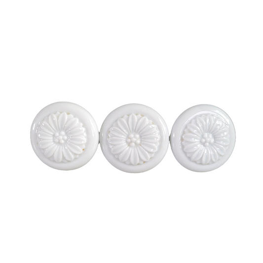 Trio de boutons de meubles en porcelaine blanche - Ref 532