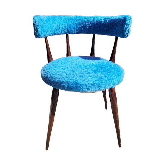 Chaise moumoute bleue vintage - Ref 551
