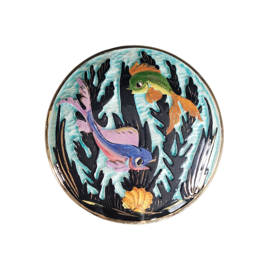 Bonbonnière en porcelaine motifs poisson - Ref 396