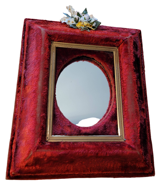 Miroir kitsch velours rouge - ref 23