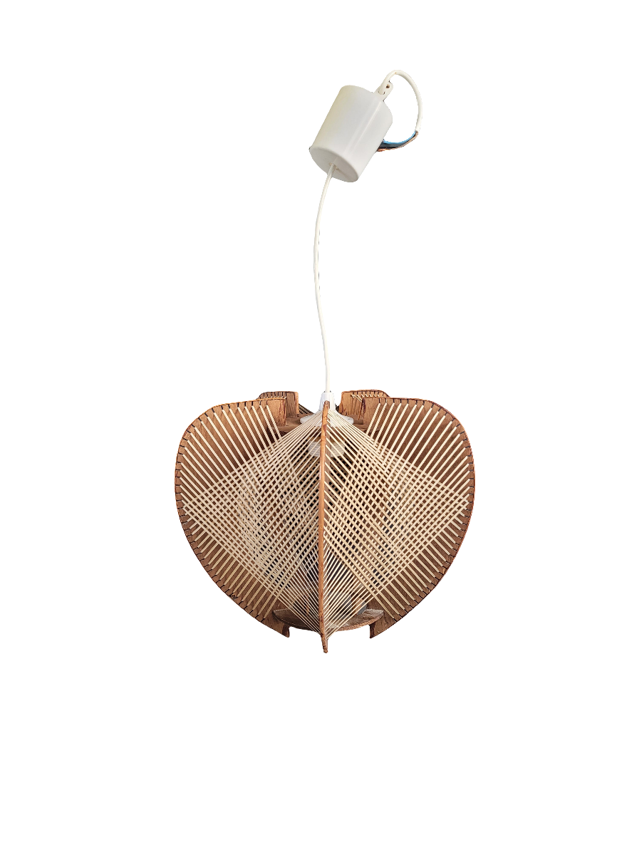 Suspension vintage en osier et bois - Ref 358