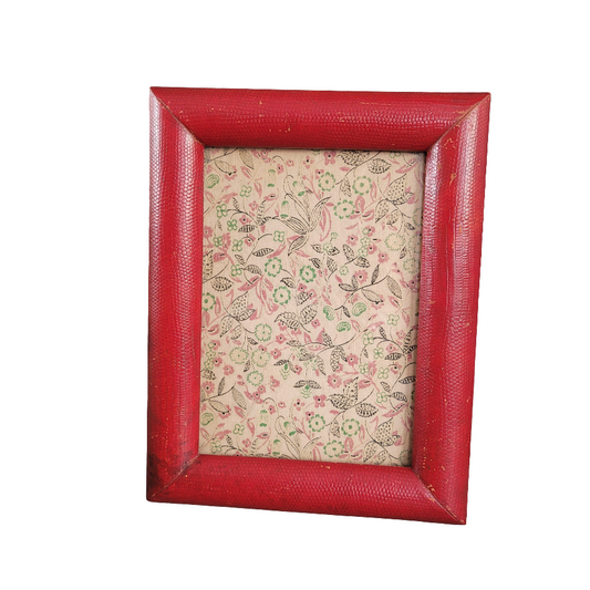 Cadre ancien à poser ou à suspendre en cuir rouge - Ref 793