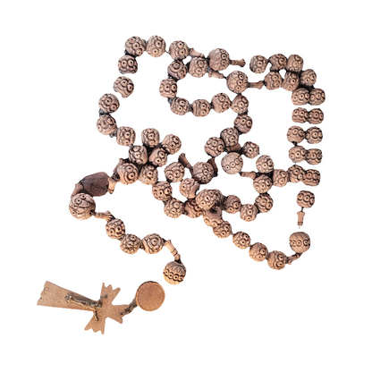 Grand chapelet en bois sculpté 130cm - Notre Dame de Lourdes - Ref 787