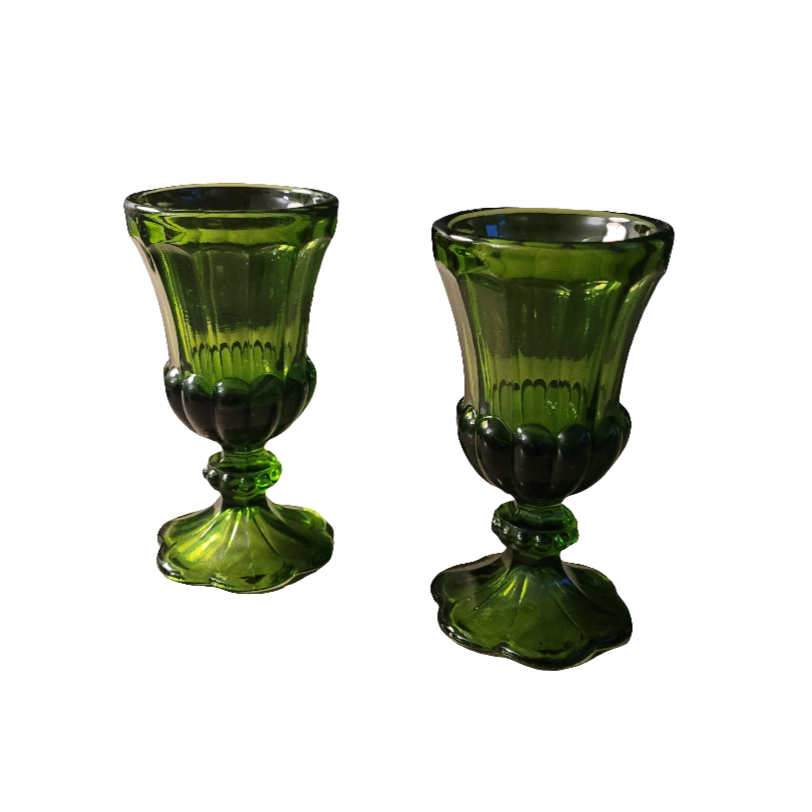 Ensemble de 6 verres en verre moulé vert - Ref 512