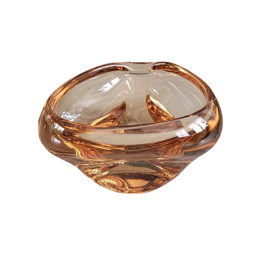 Cendrier vintage en verre teinté ambré - Ref 397