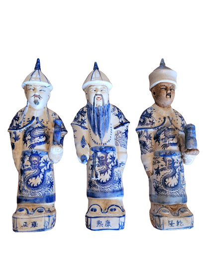 Ensemble de 3 statuettes chinoises de l'empereur Qing - ref 195