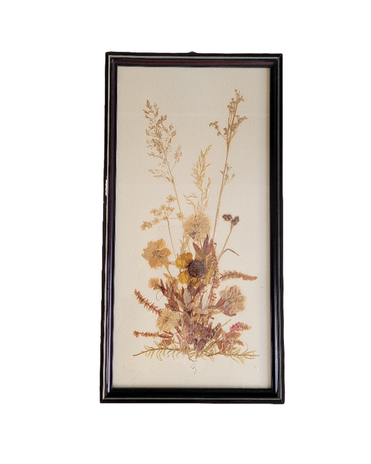 Tableau composition florale, fleurs séchées vintage - Ref 608