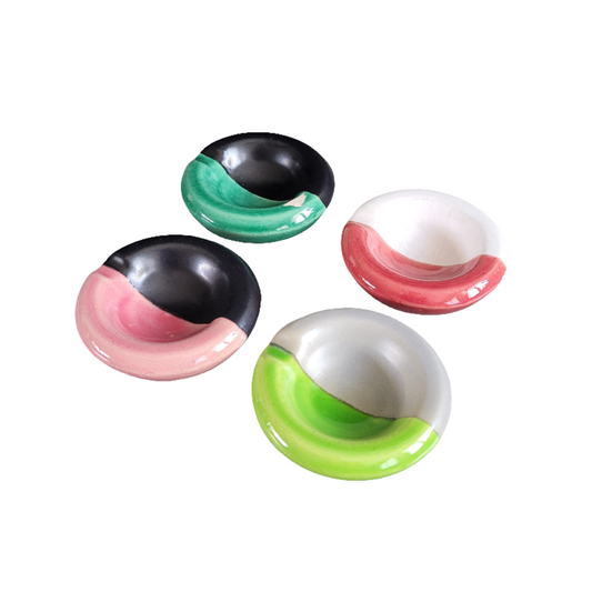 Lot de 4 petits cendriers individuels en céramique - Ref 401