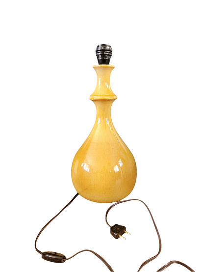Pied de lampe en céramique émaillée jaune moutarde - Ref 266
