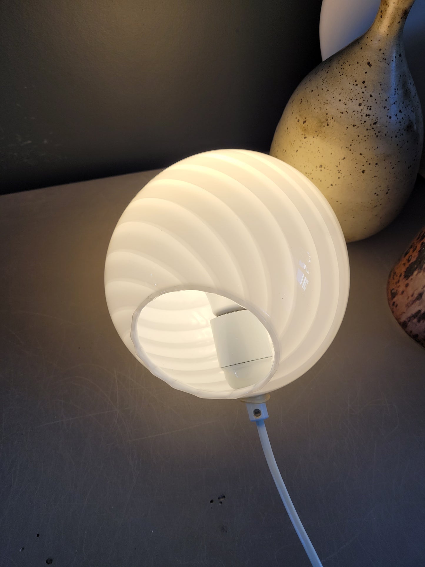 Lampe egg spirale en verre de Murano - Ref 497