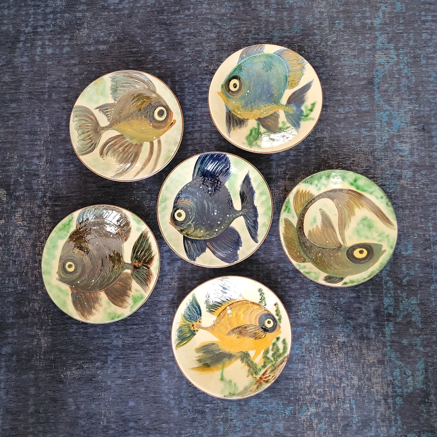 Série de 6 assiettes Puigdemont motifs poissons - Ref 1049