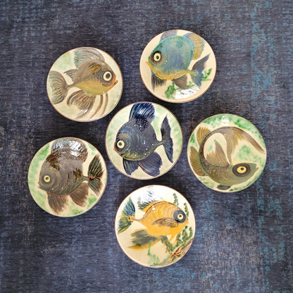 Série de 6 assiettes Puigdemont motifs poissons - Ref 1049