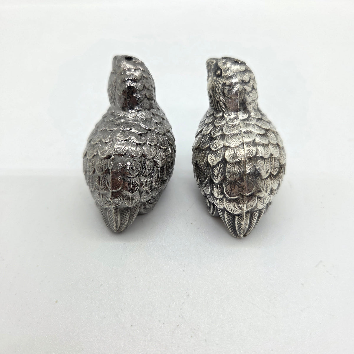Duo sel poivre oiseaux en métal argenté - Ref 1442