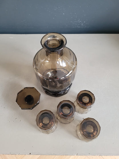 Service à liqueur en verre fumé - Ref 643