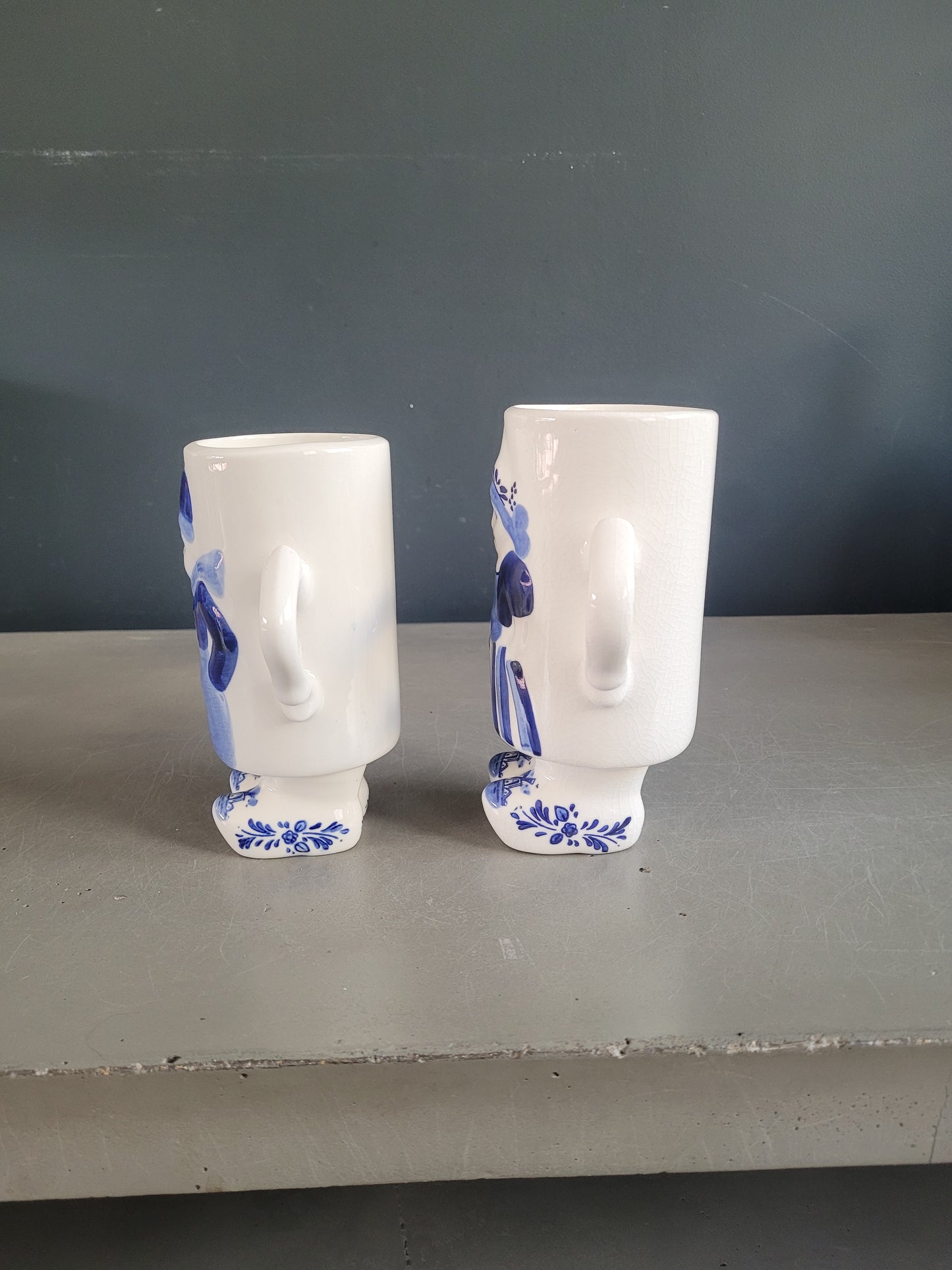 Paire de chopes Delft Blaw peintes à la main - Ref 673