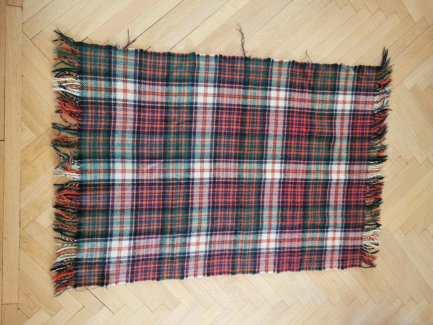 Couverture plaid Jaeger 100% laine motif tartan - 117x87 - Ref 855