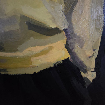 Portrait d'homme au pull jaune,  huile sur toile, signé Aymar - Ref 1425