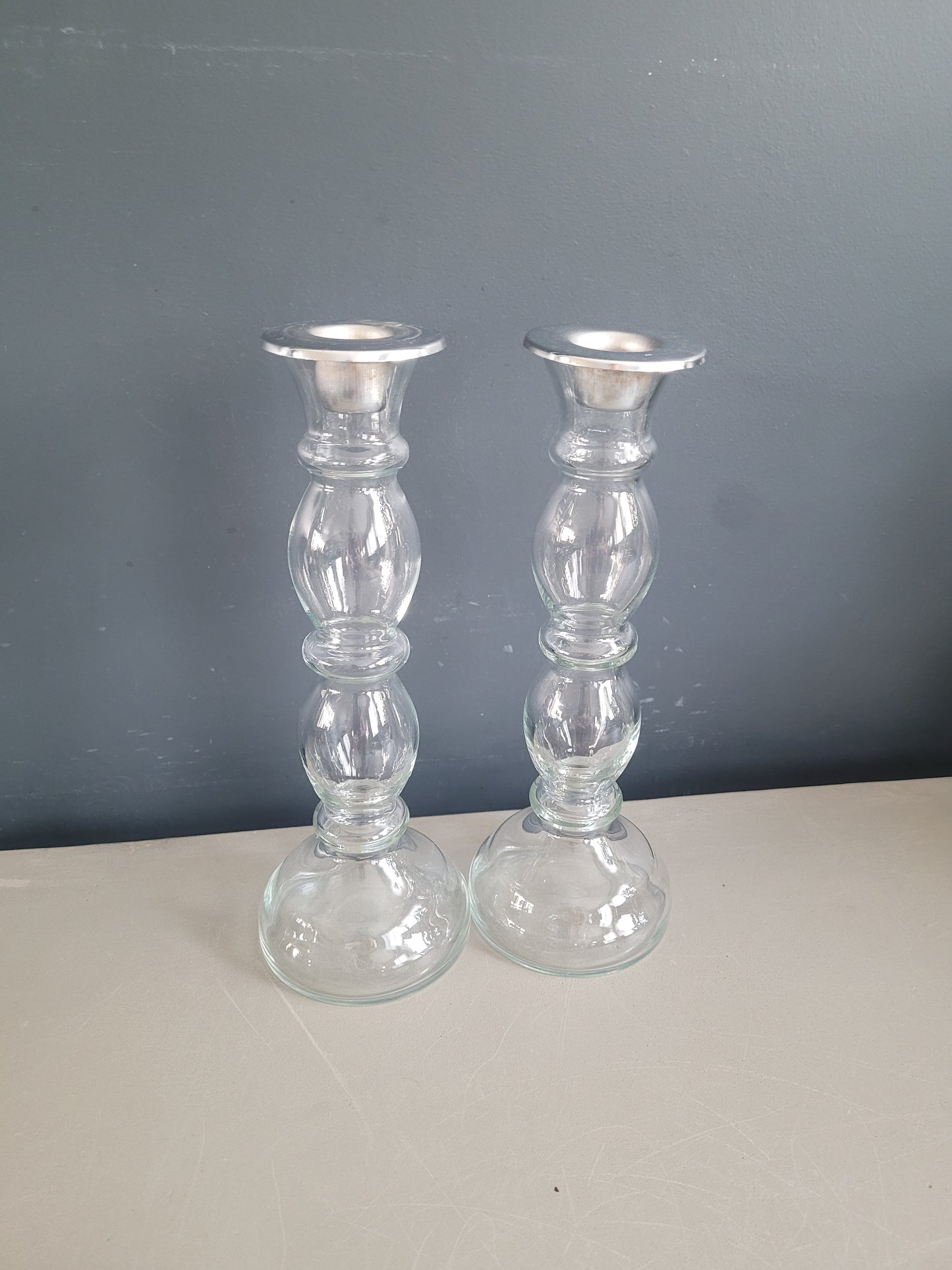 Paire de bougeoirs en verre - Ref 510