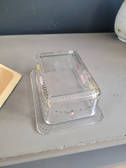 Boîte à sucre en verre peint à la main avec couvercle miroir - Ref 875