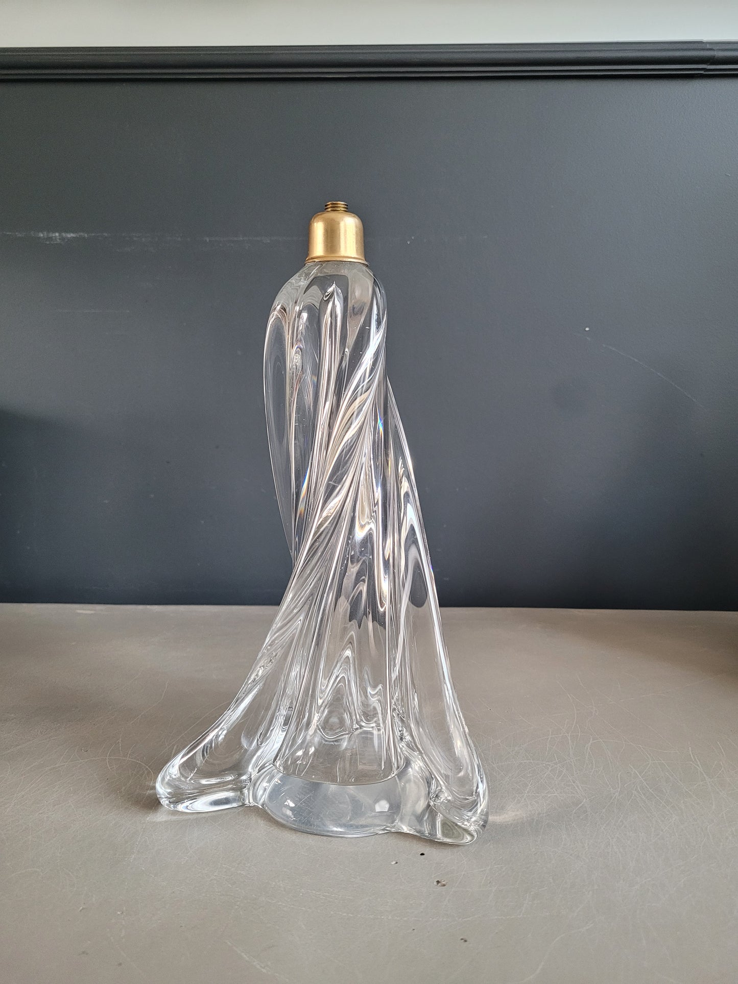 Pied de lampe ancien en cristal- Ref 301