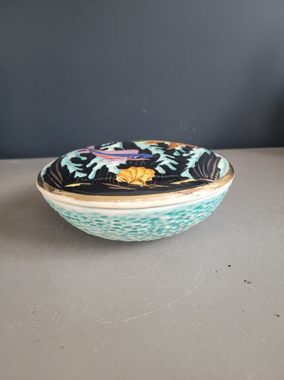 Bonbonnière en porcelaine motifs poisson - Ref 396