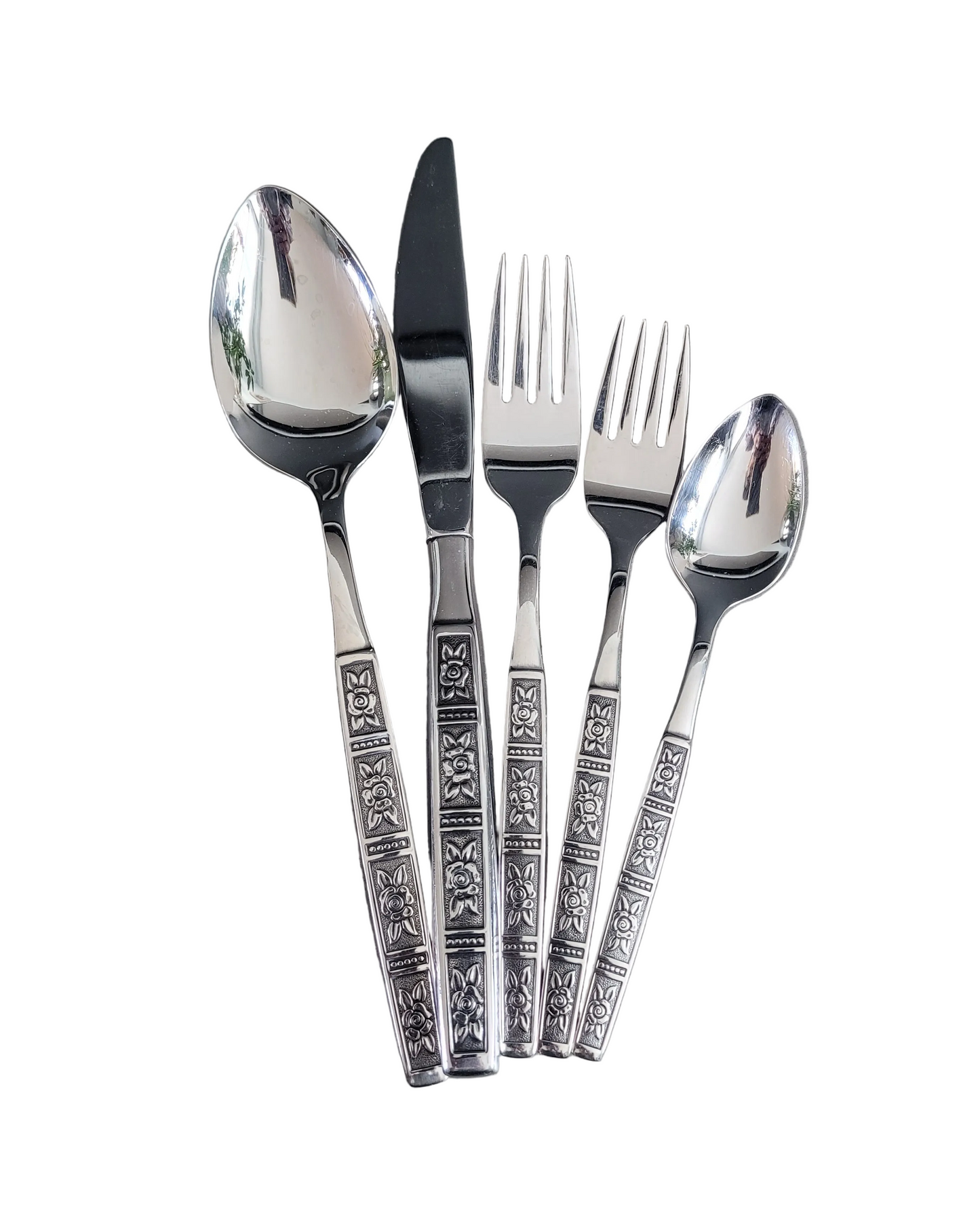 Set de couverts en Inox - Vista Stainless USA - Motifs roses - Ref 1009