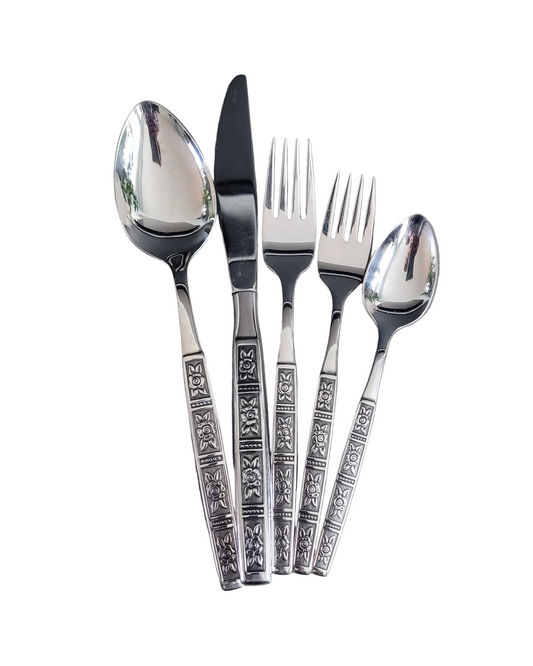 Set de couverts en Inox - Vista Stainless USA - Motifs roses - Ref 1009