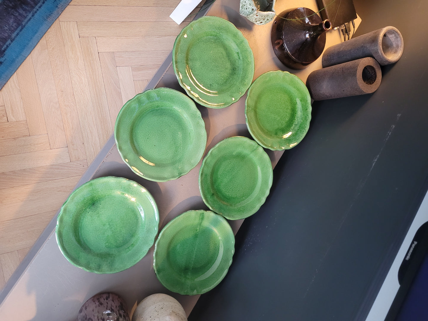 Serie d'assiettes Vallauris vertes - Ref 478